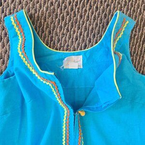 Vintage Lisa Smock 1960's Shift Dress in Blue Lisanne